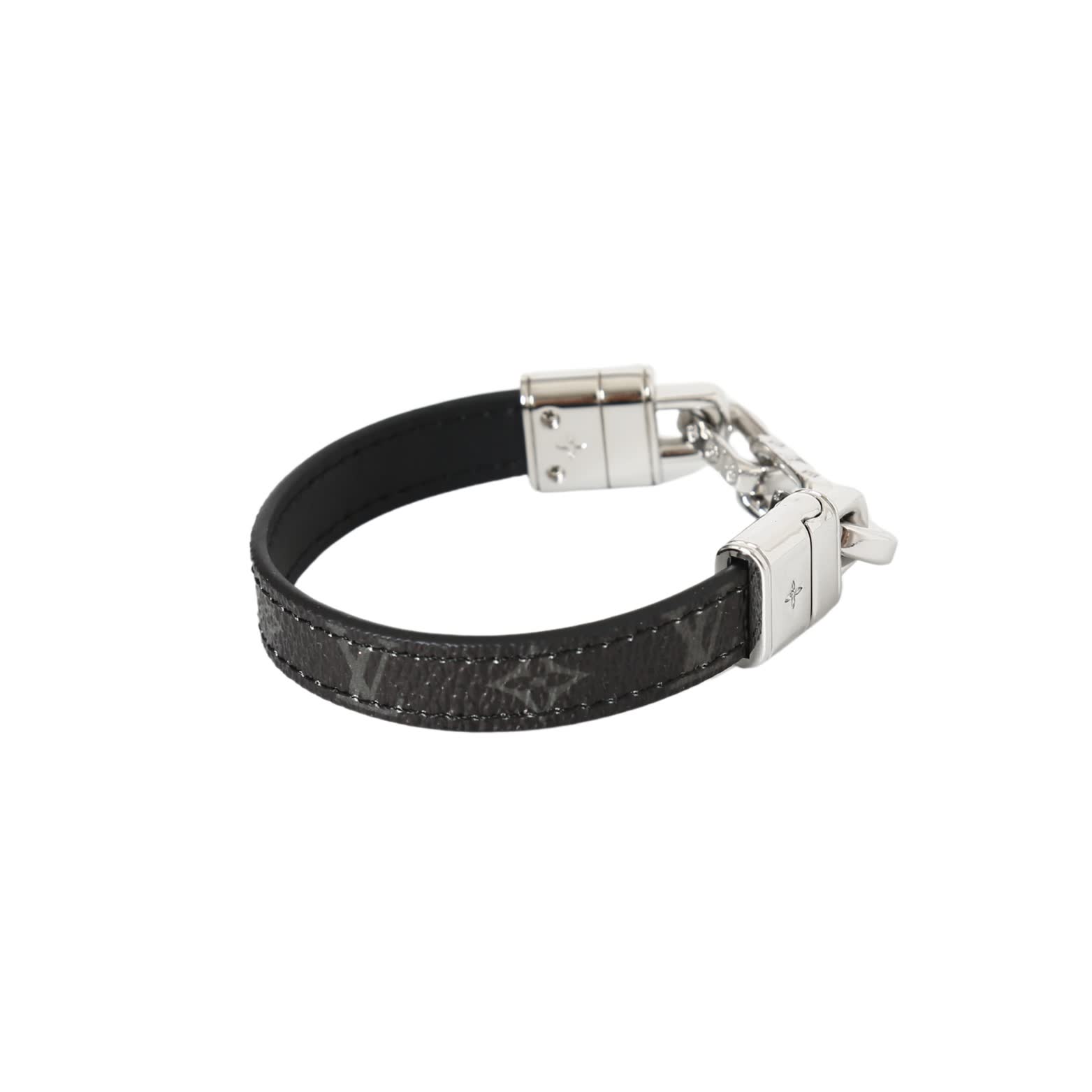 Louis Vuitton Leather Bracelet with Silver Clasp